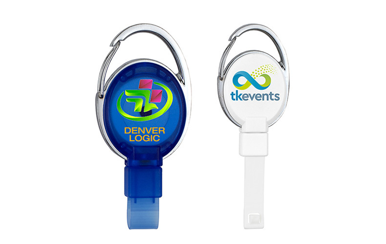 PVC FREE RECYCLED PLASTIC CARABINER BADGE REEL W/METAL CLIP